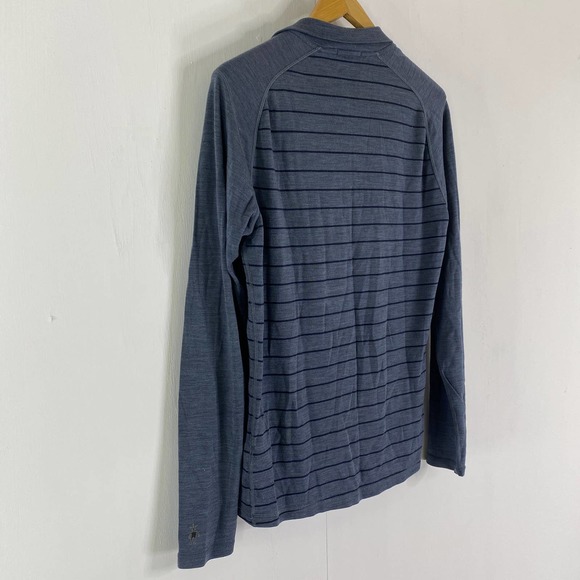 Smartwool Merino Wool 1/4 Zip Base Layer Top Shirt Stripes Mens XL - Picture 9 of 10